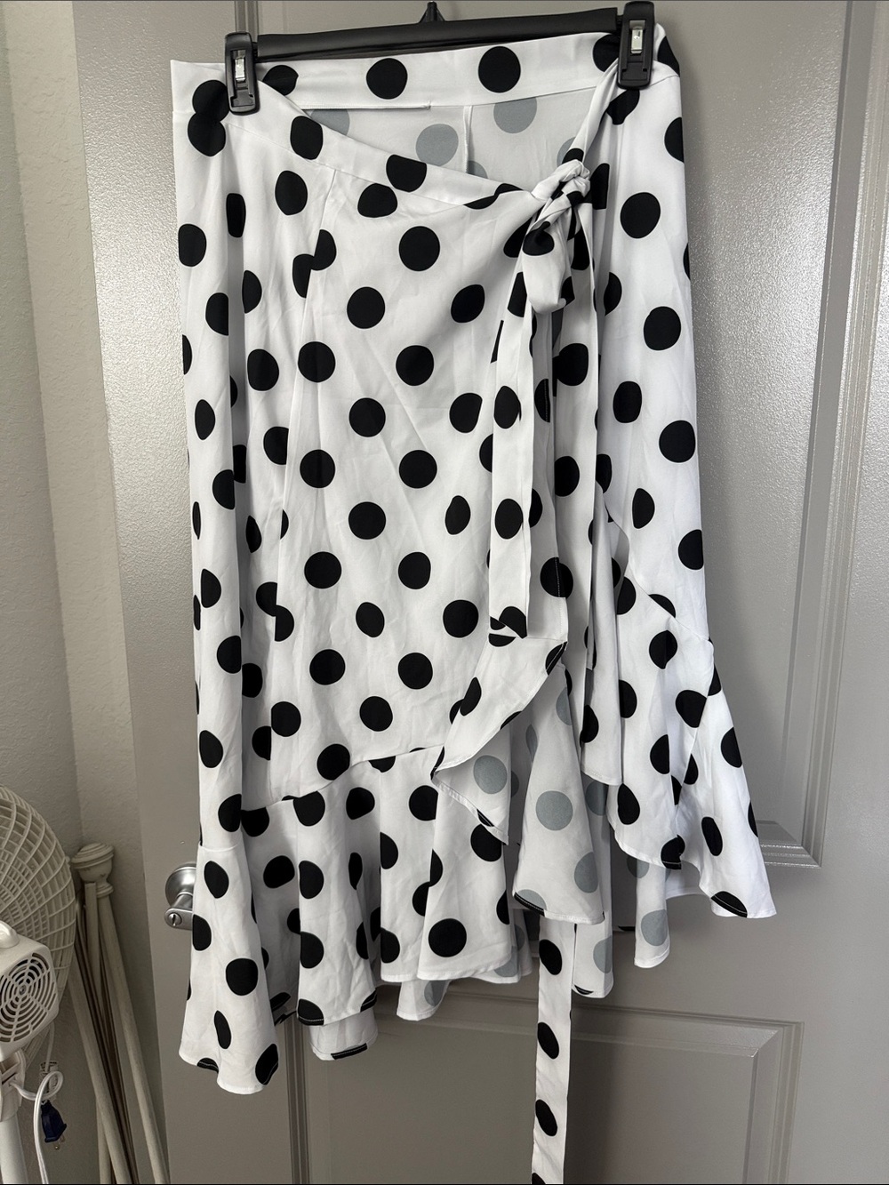 White Wrap Swimsuit cover with Black Polka Dots